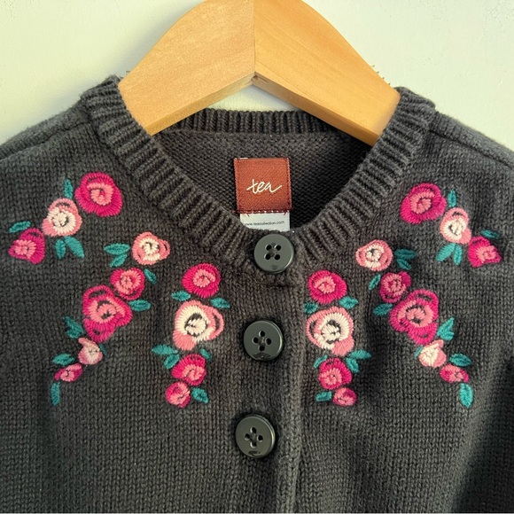 Tea Collection Cardigan Floral Embroidery Navy & Pink 18-24M Baby Girl - Picture 3 of 5